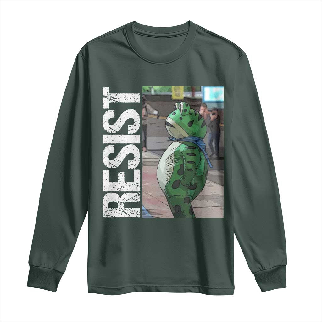 Portland Frog Protest Long Sleeve Shirt Vintage Activist Resistance TS10 Dark Forest Green Print Your Wear