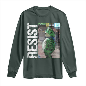 Portland Frog Protest Long Sleeve Shirt Vintage Activist Resistance TS10 Dark Forest Green Print Your Wear