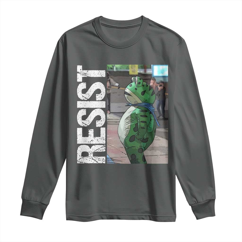 Portland Frog Protest Long Sleeve Shirt Vintage Activist Resistance TS10 Dark Heather Print Your Wear