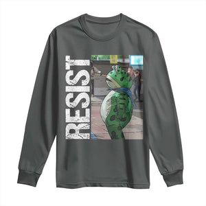 Portland Frog Protest Long Sleeve Shirt Vintage Activist Resistance TS10 Dark Heather Print Your Wear
