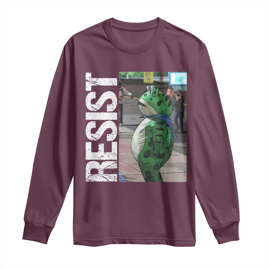 Portland Frog Protest Long Sleeve Shirt Vintage Activist Resistance TS10 Maroon Print Your Wear