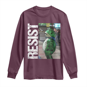 Portland Frog Protest Long Sleeve Shirt Vintage Activist Resistance TS10 Maroon Print Your Wear