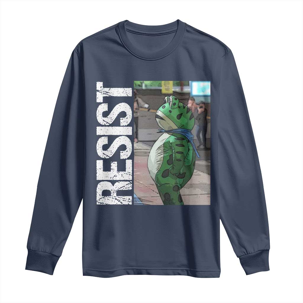 Portland Frog Protest Long Sleeve Shirt Vintage Activist Resistance TS10 Navy Print Your Wear