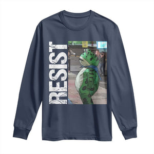 Portland Frog Protest Long Sleeve Shirt Vintage Activist Resistance TS10 Navy Print Your Wear