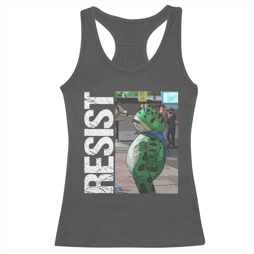 Portland Frog Protest Racerback Tank Top Vintage Activist Resistance TS10 Dark Heather Print Your Wear