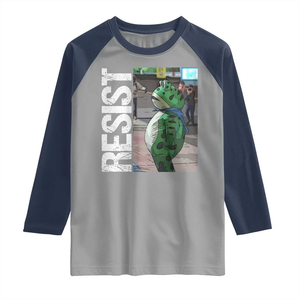Portland Frog Protest Raglan Shirt Vintage Activist Resistance TS10 Sport Gray Navy Print Your Wear