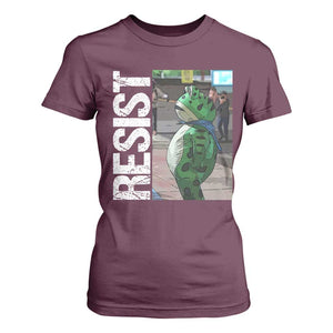 Portland Frog Protest T Shirt For Women Vintage Activist Resistance TS10 Maroon Print Your Wear