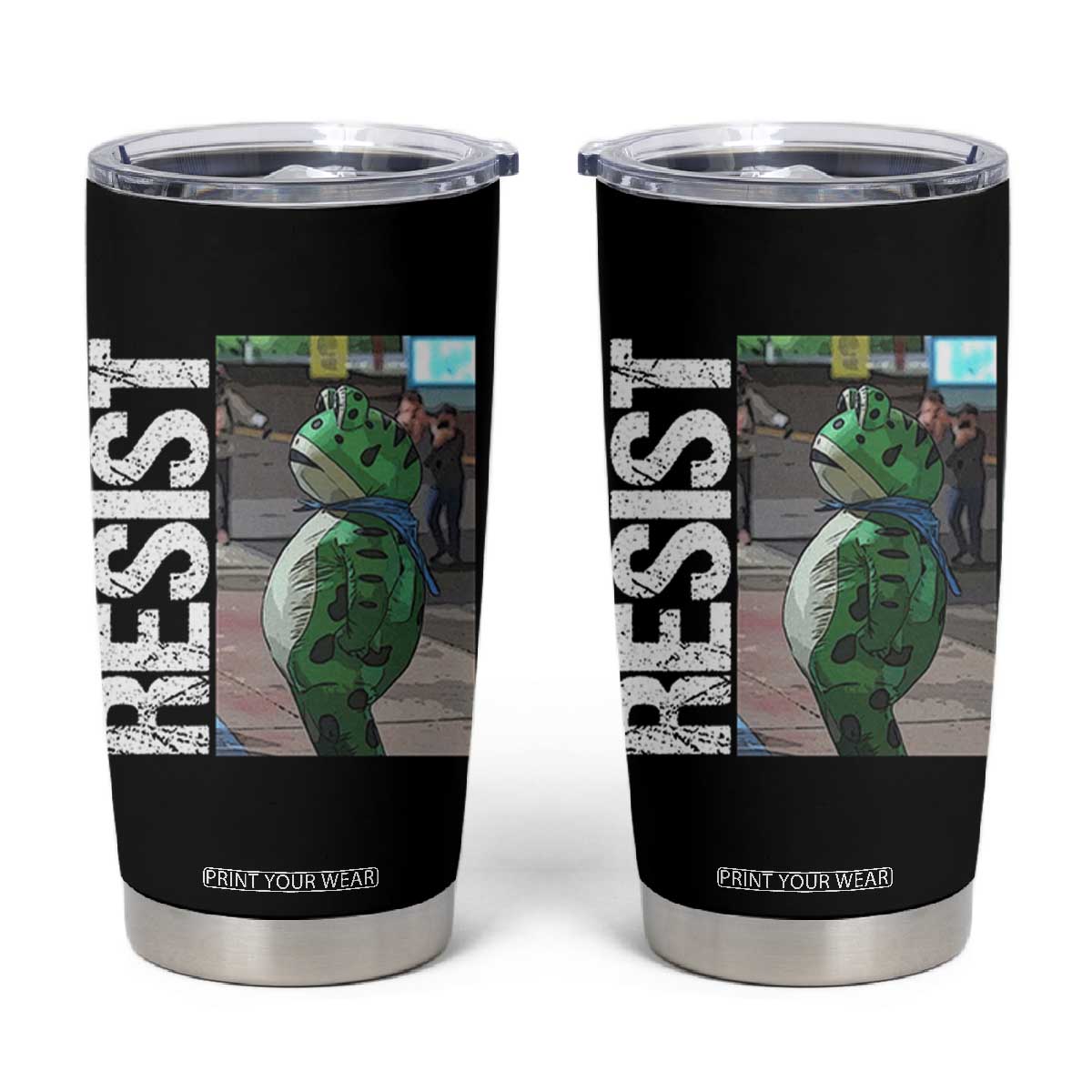 Portland Frog Protest Tumbler Cup Vintage Activist Resistance TS10 Black Print Your Wear