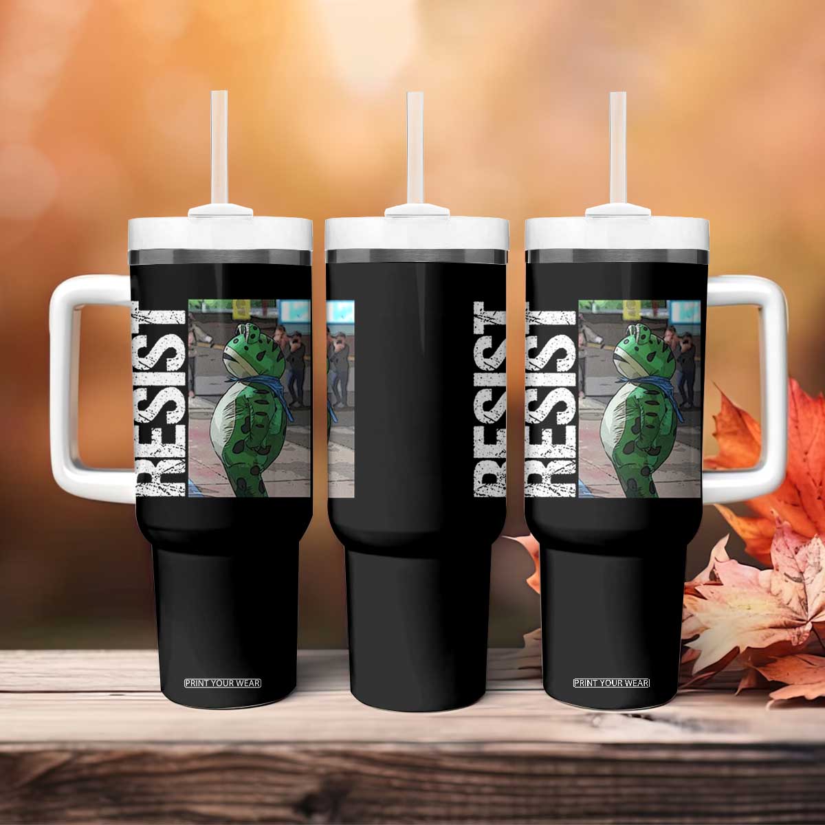 Portland Frog Protest Tumbler With Handle Vintage Activist Resistance TS10 Print Your Wear