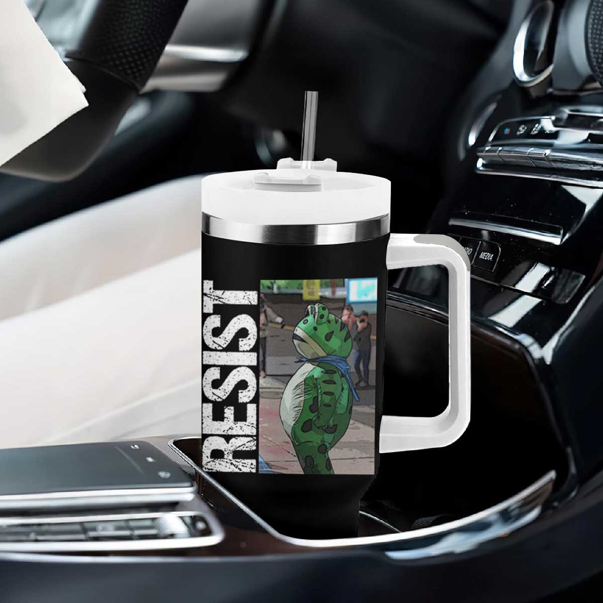 Portland Frog Protest Tumbler With Handle Vintage Activist Resistance TS10 Print Your Wear