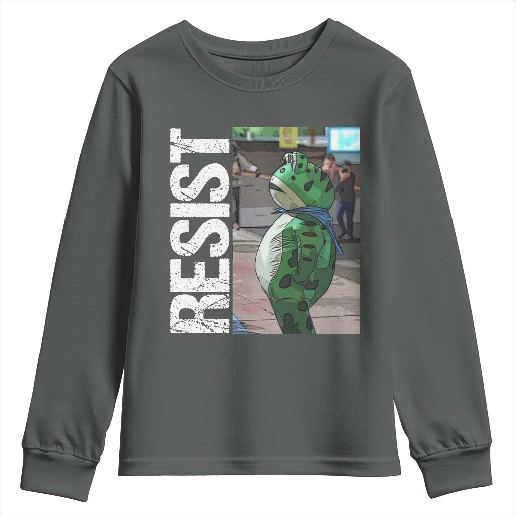 Portland Frog Protest Youth Sweatshirt Vintage Activist Resistance TS10 Dark Heather Print Your Wear