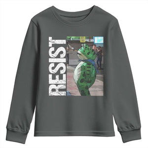 Portland Frog Protest Youth Sweatshirt Vintage Activist Resistance TS10 Dark Heather Print Your Wear
