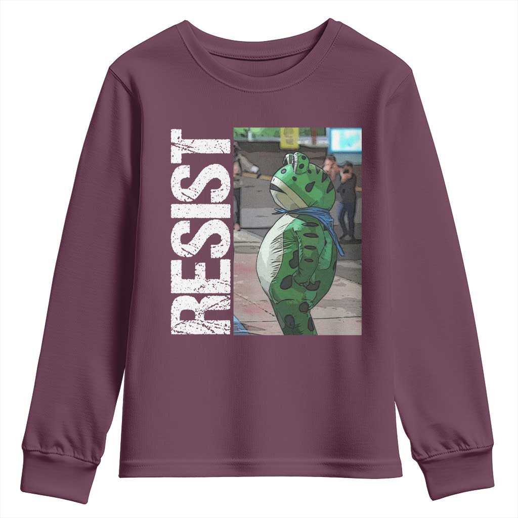 Portland Frog Protest Youth Sweatshirt Vintage Activist Resistance TS10 Maroon Print Your Wear