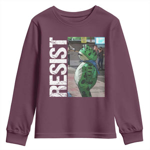 Portland Frog Protest Youth Sweatshirt Vintage Activist Resistance TS10 Maroon Print Your Wear