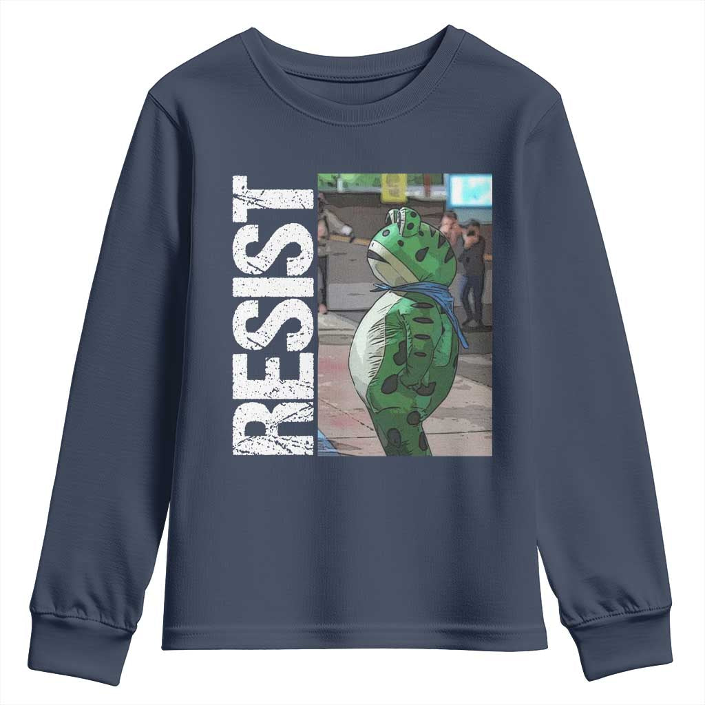 Portland Frog Protest Youth Sweatshirt Vintage Activist Resistance TS10 Navy Print Your Wear
