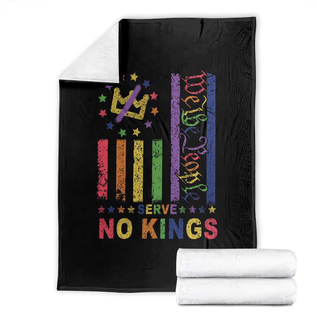 We The People No Kings in America Throw Blanket Protest LGBTQ+ American Flag TS10 Black Print Your Wear