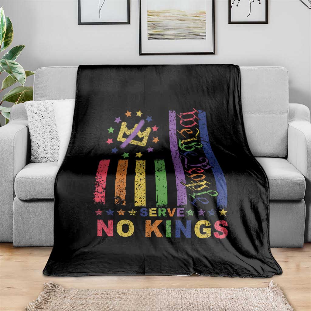 We The People No Kings in America Throw Blanket Protest LGBTQ+ American Flag TS10 Print Your Wear