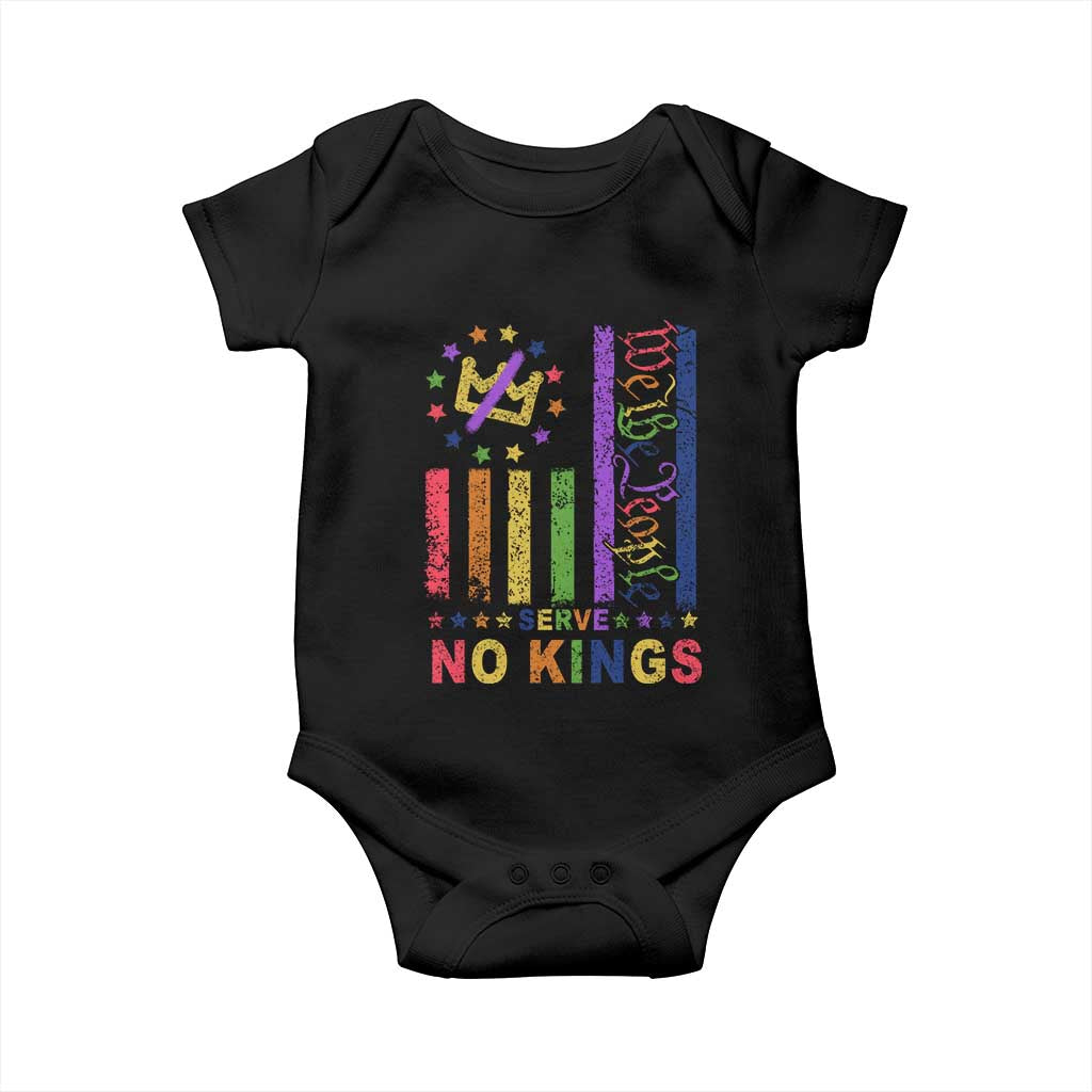 We The People No Kings in America Baby Onesie Protest LGBTQ+ American Flag - Print Your Wear
