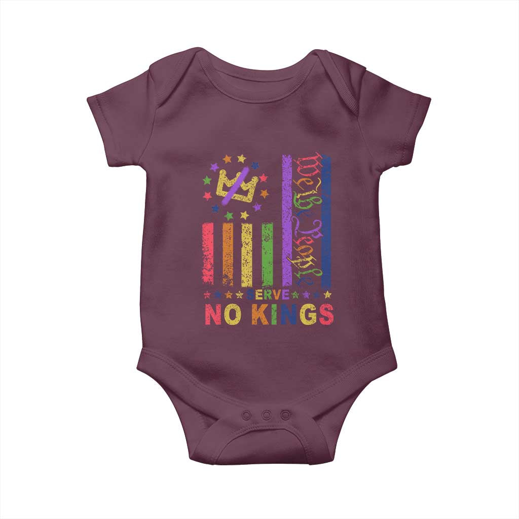 We The People No Kings in America Baby Onesie Protest LGBTQ+ American Flag TS10 Maroon Print Your Wear