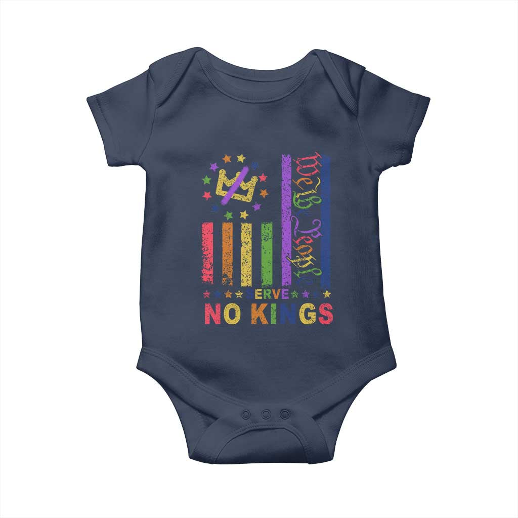 We The People No Kings in America Baby Onesie Protest LGBTQ+ American Flag TS10 Navy Print Your Wear