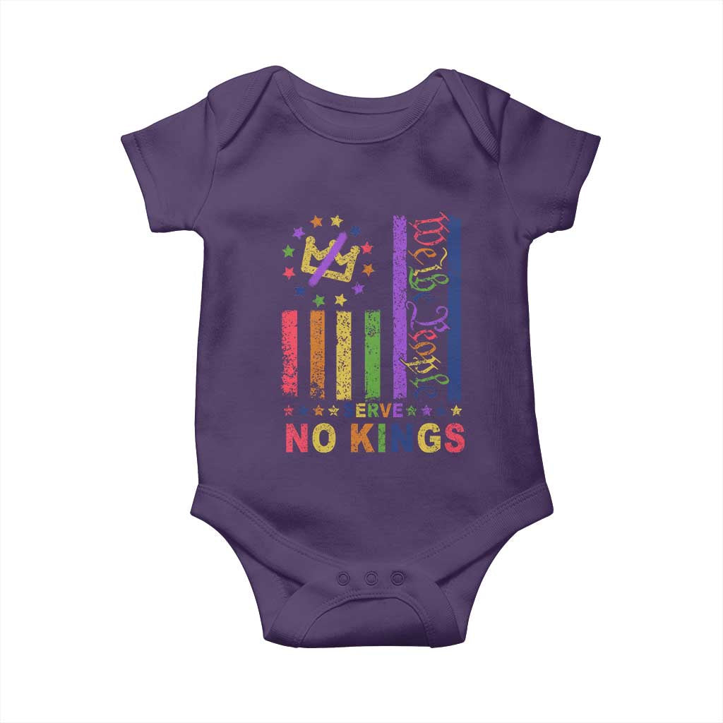 We The People No Kings in America Baby Onesie Protest LGBTQ+ American Flag TS10 Purple Print Your Wear
