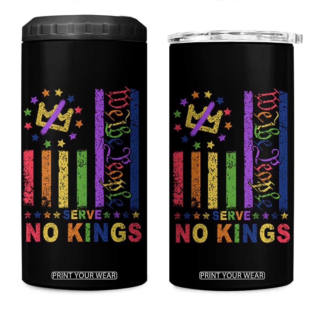 We The People No Kings in America 4 in 1 Can Cooler Tumbler Protest LGBTQ+ American Flag - Print Your Wear