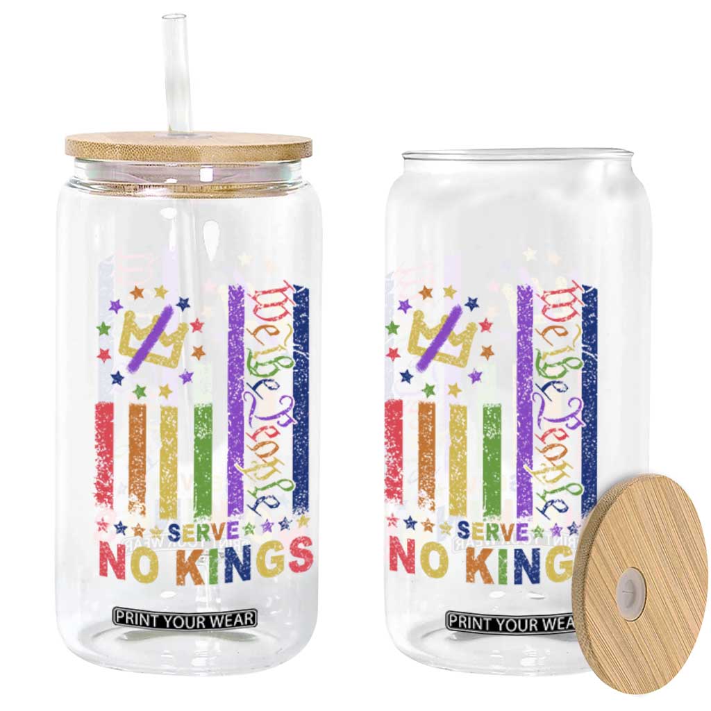 We The People No Kings in America Glass Can Protest LGBTQ+ American Flag - Print Your Wear