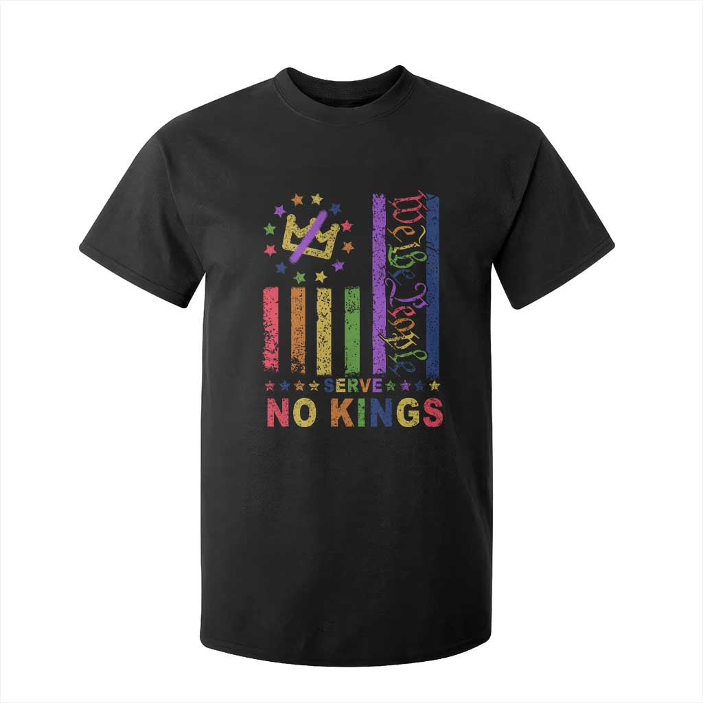 We The People No Kings in America T Shirt For Kid Protest LGBTQ+ American Flag - Print Your Wear