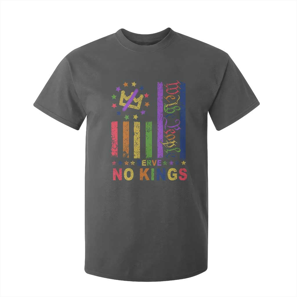 We The People No Kings in America T Shirt For Kid Protest LGBTQ+ American Flag TS10 Dark Heather Print Your Wear