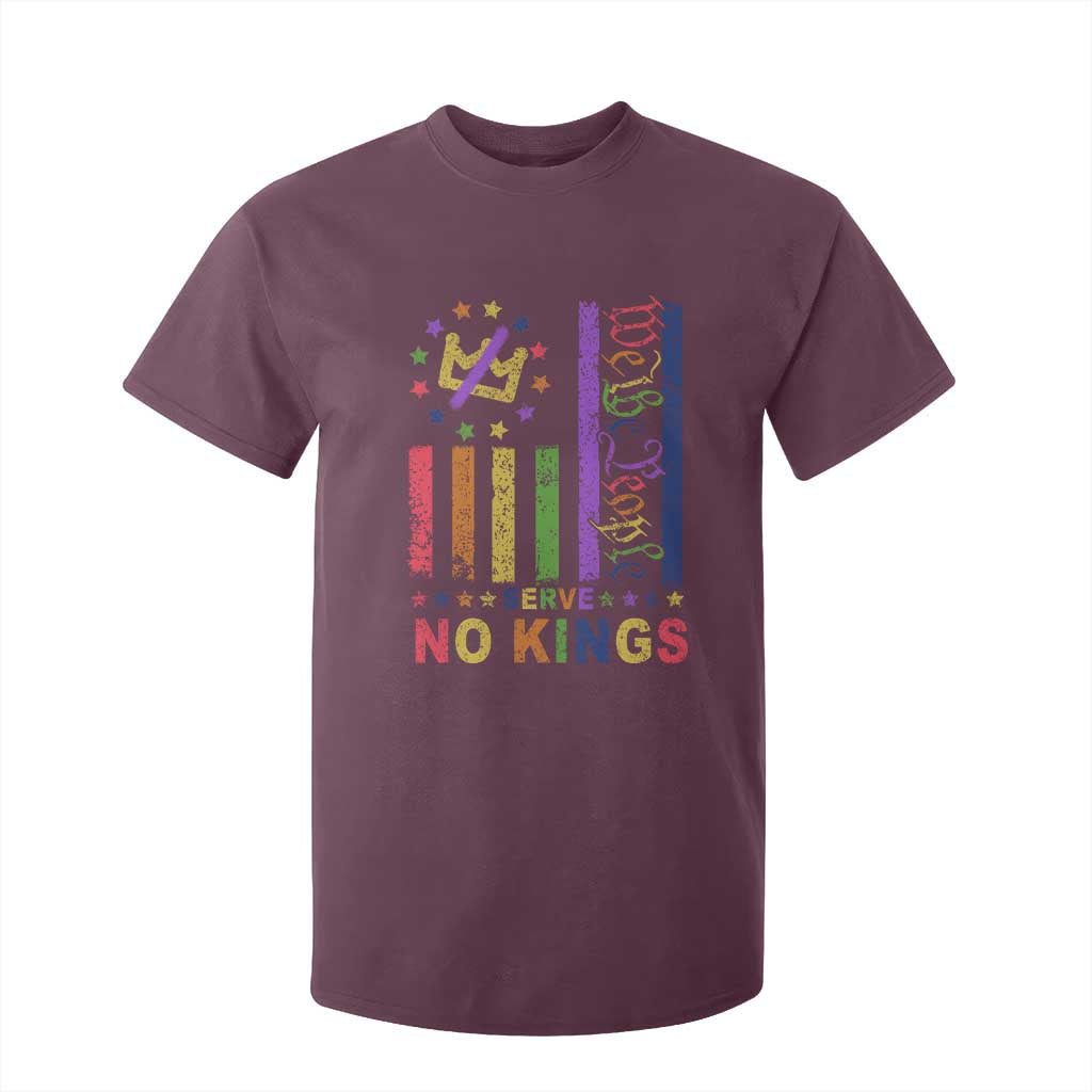 We The People No Kings in America T Shirt For Kid Protest LGBTQ+ American Flag TS10 Maroon Print Your Wear