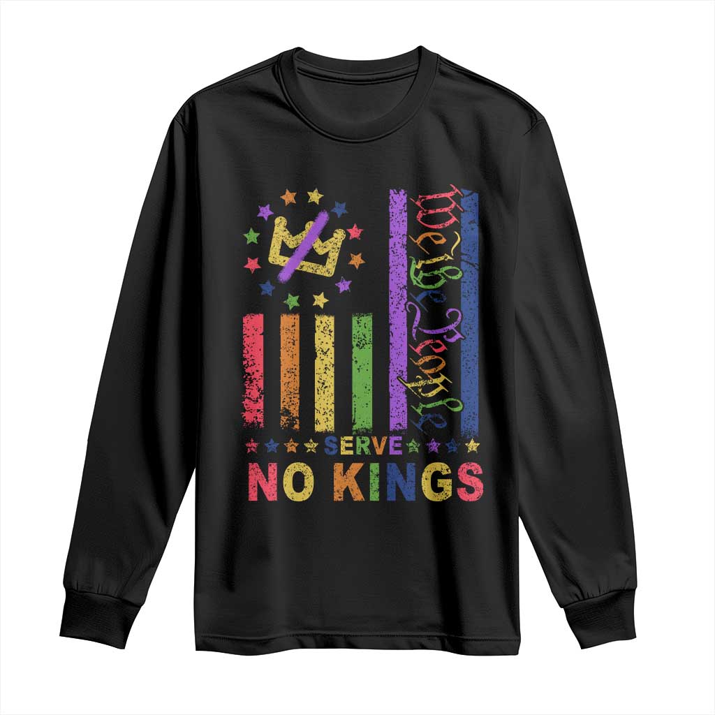 We The People No Kings in America Long Sleeve Shirt Protest LGBTQ+ American Flag - Print Your Wear