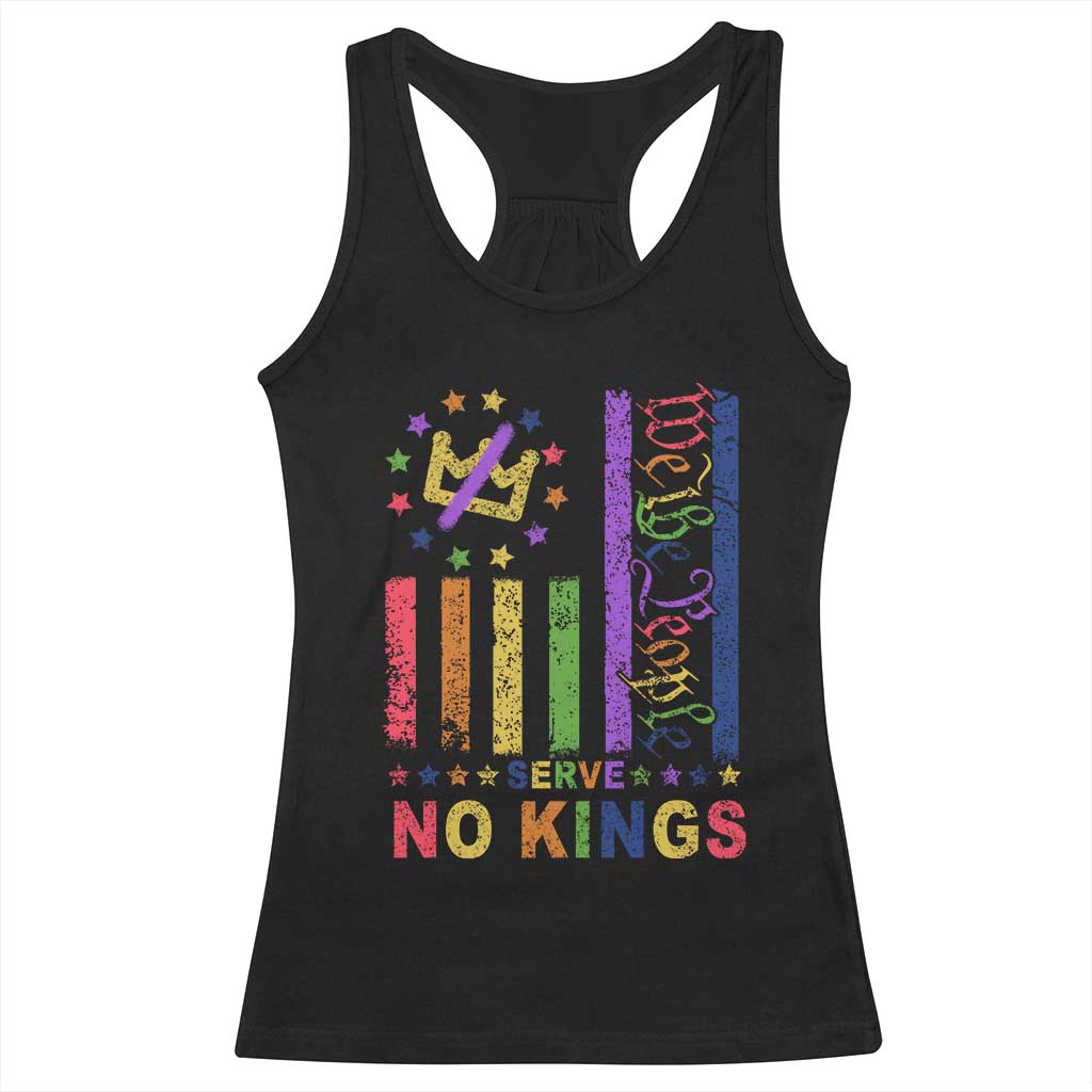 We The People No Kings in America Racerback Tank Top Protest LGBTQ+ American Flag TS10 Black Print Your Wear