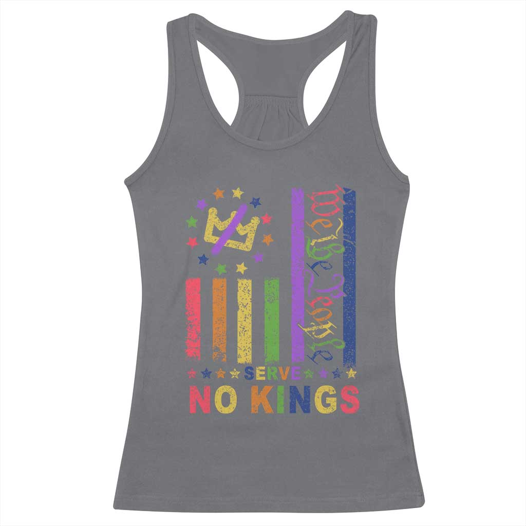 We The People No Kings in America Racerback Tank Top Protest LGBTQ+ American Flag TS10 Charcoal Print Your Wear