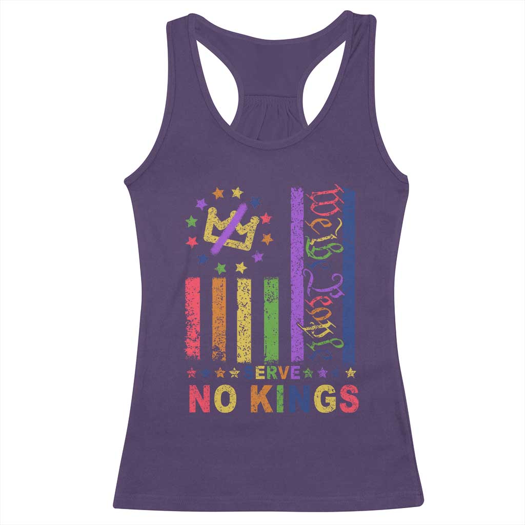 We The People No Kings in America Racerback Tank Top Protest LGBTQ+ American Flag TS10 Purple Print Your Wear
