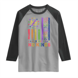 We The People No Kings in America Raglan Shirt Protest LGBTQ+ American Flag TS10 Sport Gray Black Print Your Wear