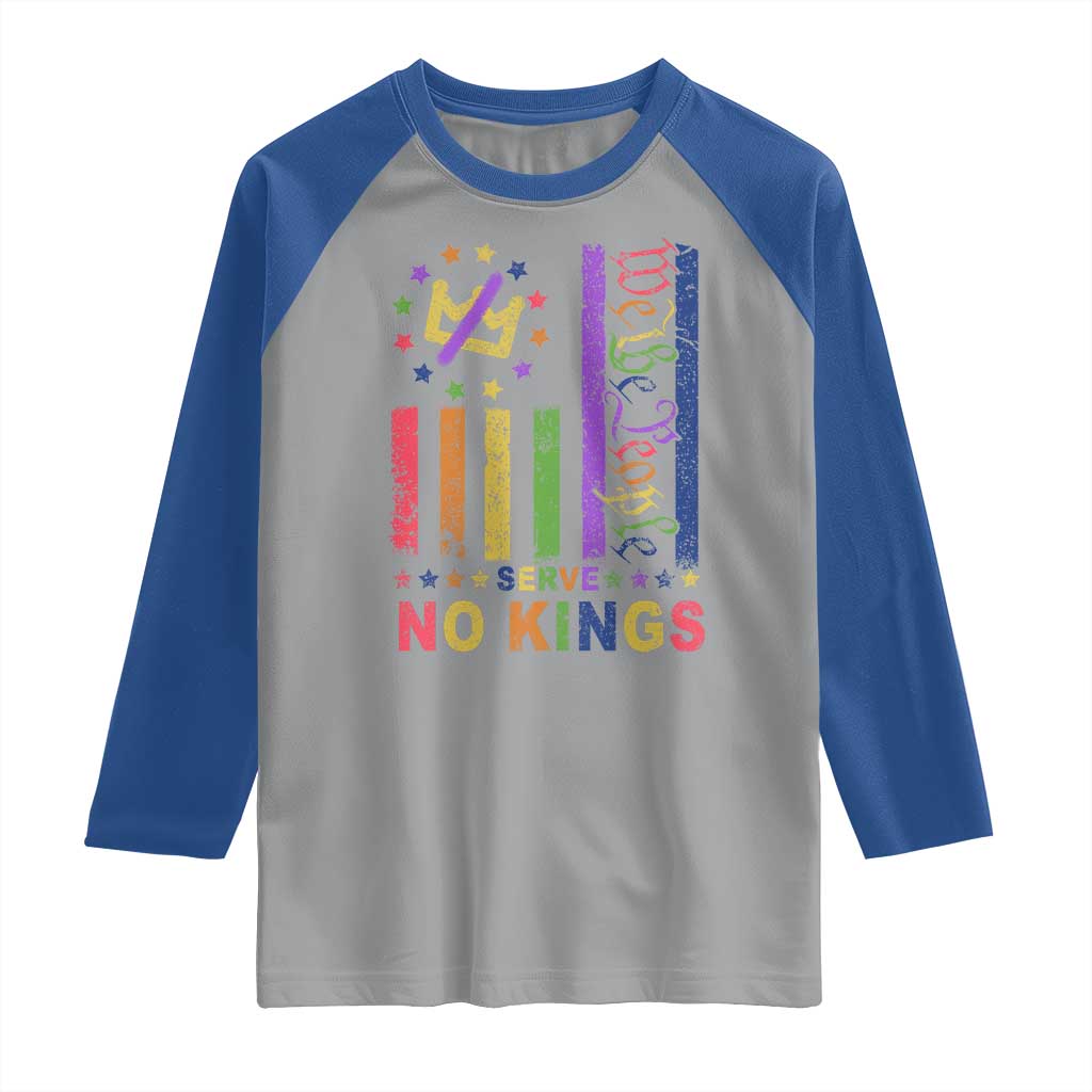 We The People No Kings in America Raglan Shirt Protest LGBTQ+ American Flag TS10 Sport Gray Royal Print Your Wear