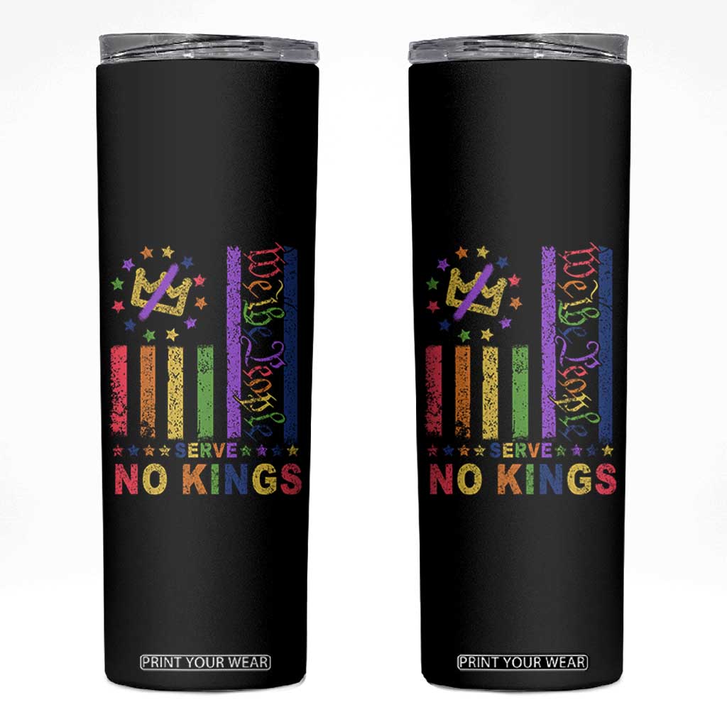We The People No Kings in America Skinny Tumbler Protest LGBTQ+ American Flag TS10 Black Print Your Wear