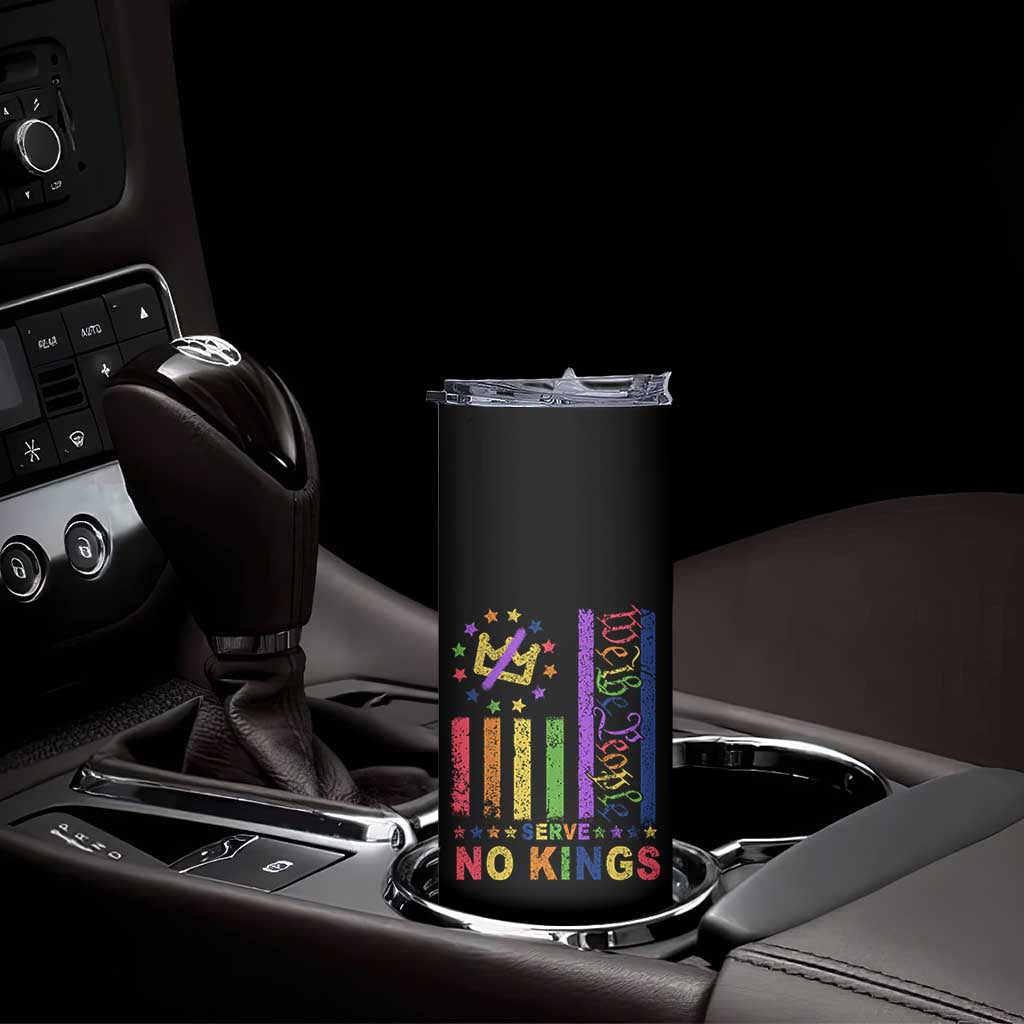 We The People No Kings in America Skinny Tumbler Protest LGBTQ+ American Flag - Print Your Wear