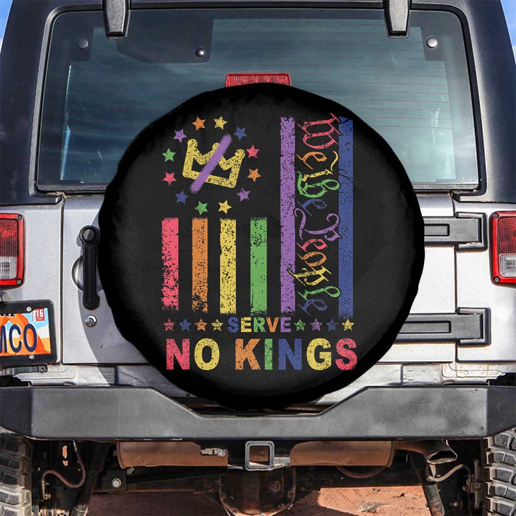 We The People No Kings in America Spare Tire Cover Protest LGBTQ+ American Flag TS10 No hole Black Print Your Wear