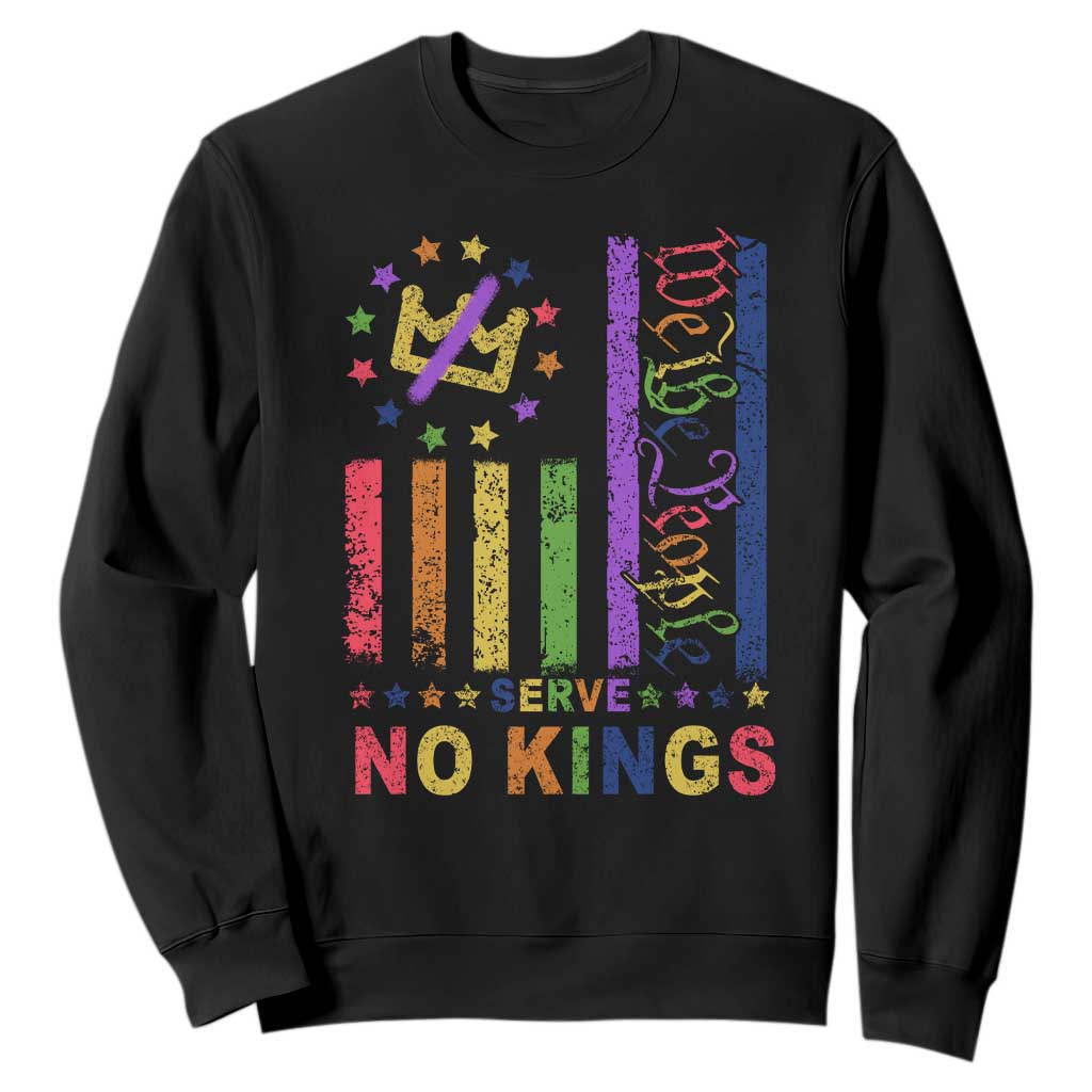 We The People No Kings in America Sweatshirt Protest LGBTQ+ American Flag - Print Your Wear