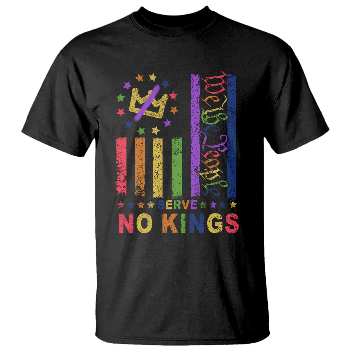 We The People No Kings in America T Shirt Protest LGBTQ+ American Flag - Print Your Wear