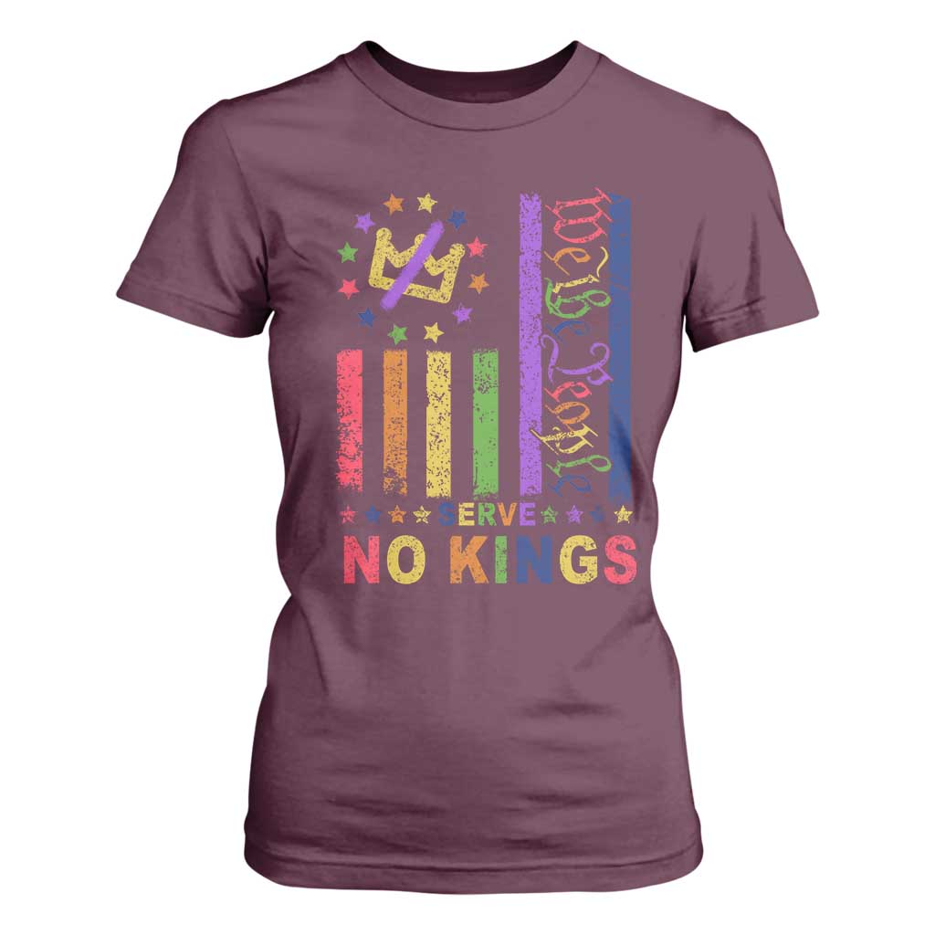 We The People No Kings in America T Shirt For Women Protest LGBTQ+ American Flag TS10 Maroon Print Your Wear