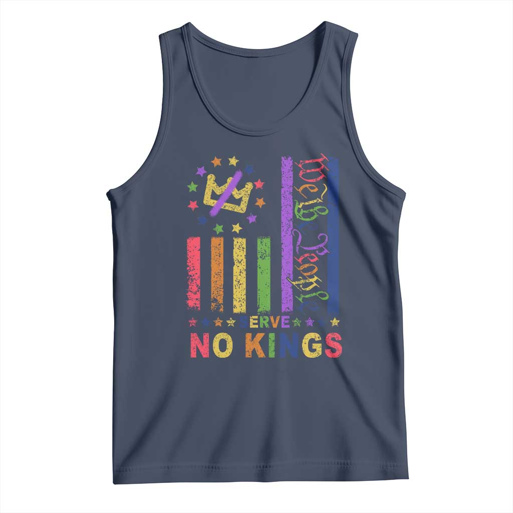 We The People No Kings in America Tank Top Protest LGBTQ+ American Flag TS10 Navy Print Your Wear