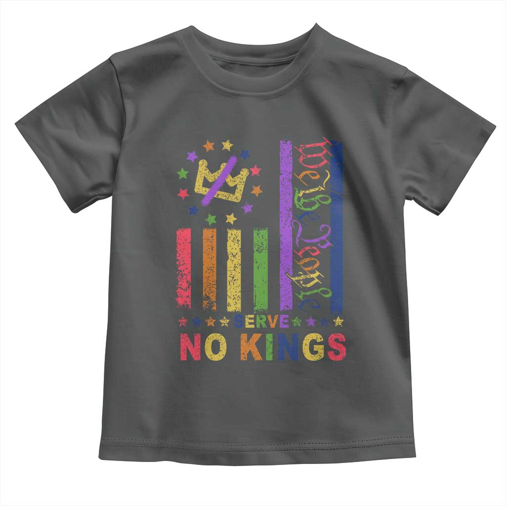We The People No Kings in America Toddler T Shirt Protest LGBTQ+ American Flag TS10 Dark Heather Print Your Wear
