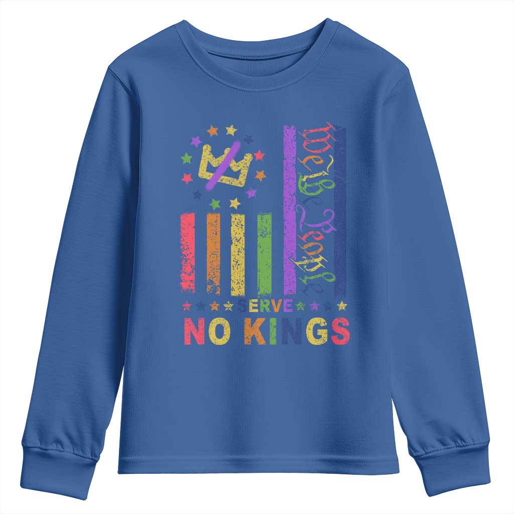 We The People No Kings in America Youth Sweatshirt Protest LGBTQ+ American Flag TS10 Royal Blue Print Your Wear
