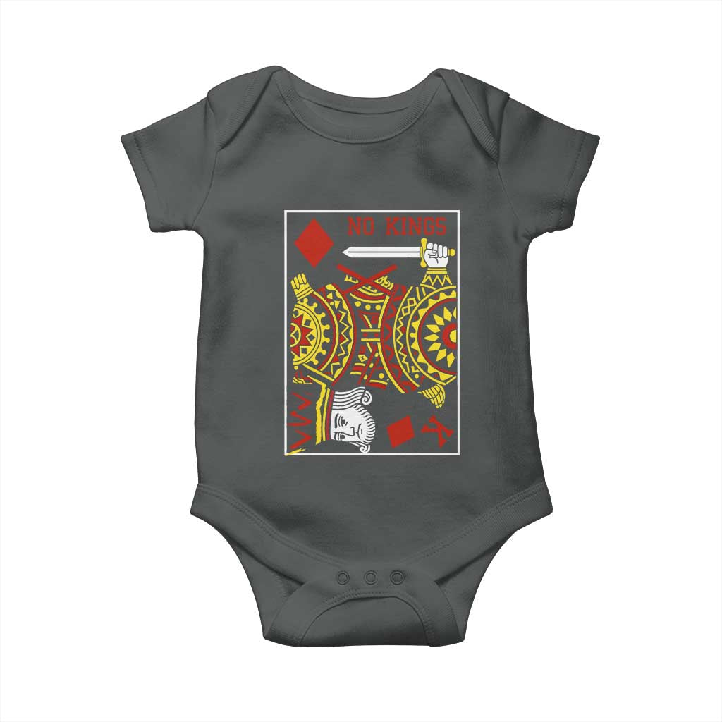 No Kings in America Baby Onesie Resist Protest Playing Card TS10 Dark Heather Print Your Wear