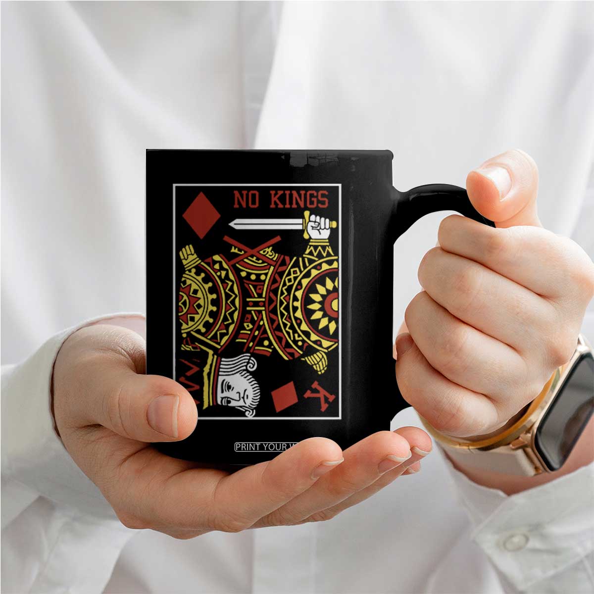 No Kings in America Coffee Mug Resist Protest Playing Card TS10 Print Your Wear