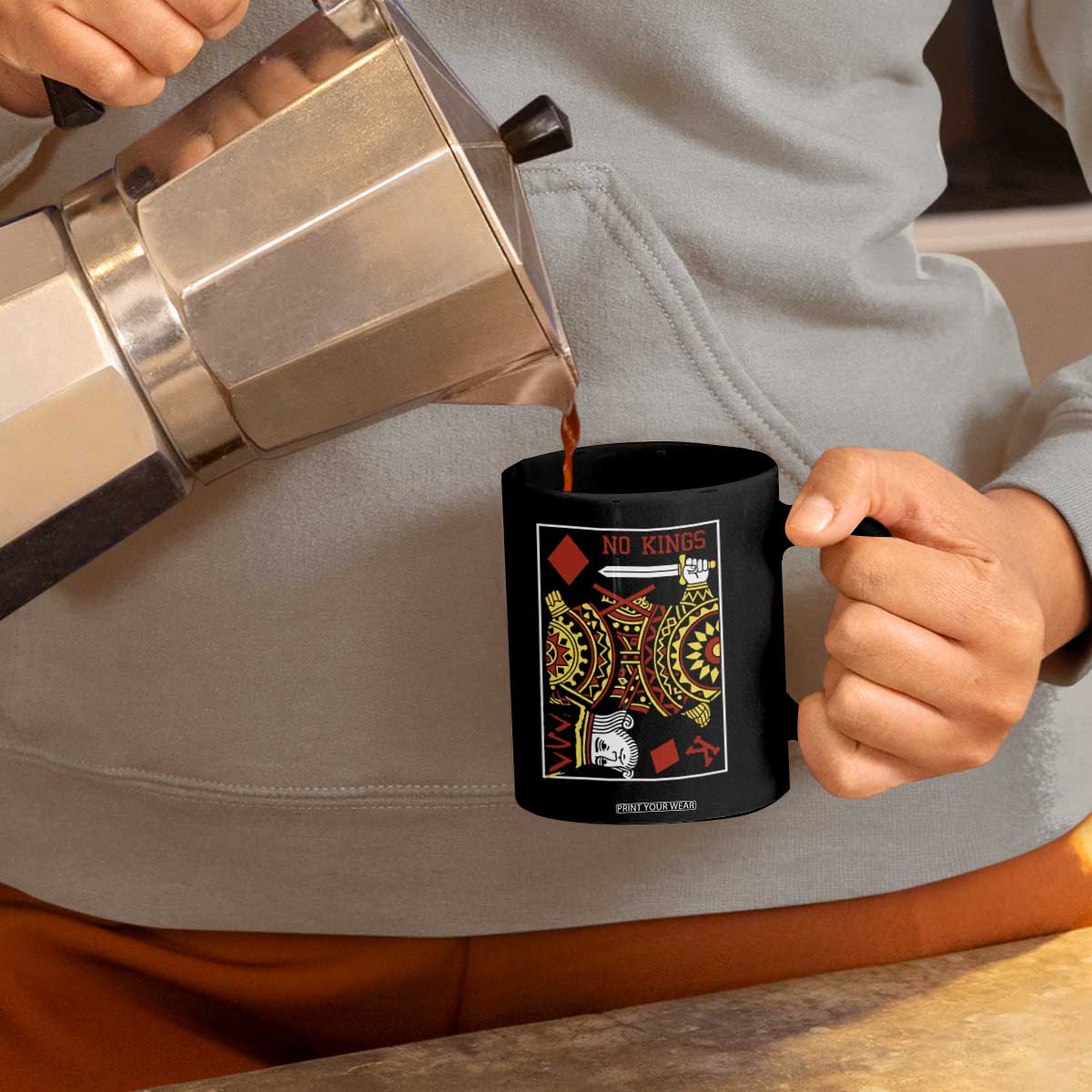 No Kings in America Coffee Mug Resist Protest Playing Card TS10 Print Your Wear