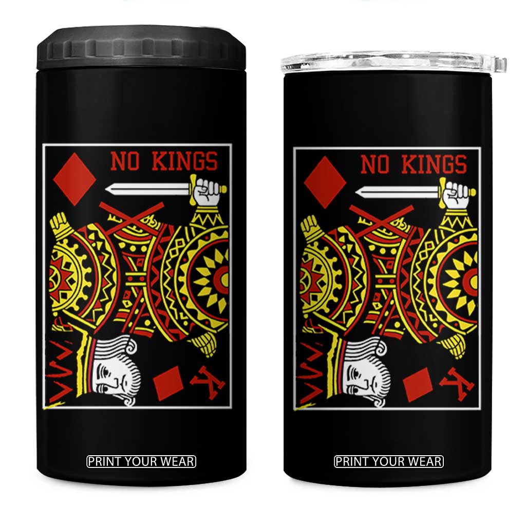 No Kings in America 4 in 1 Can Cooler Tumbler Resist Protest Playing Card - Print Your Wear