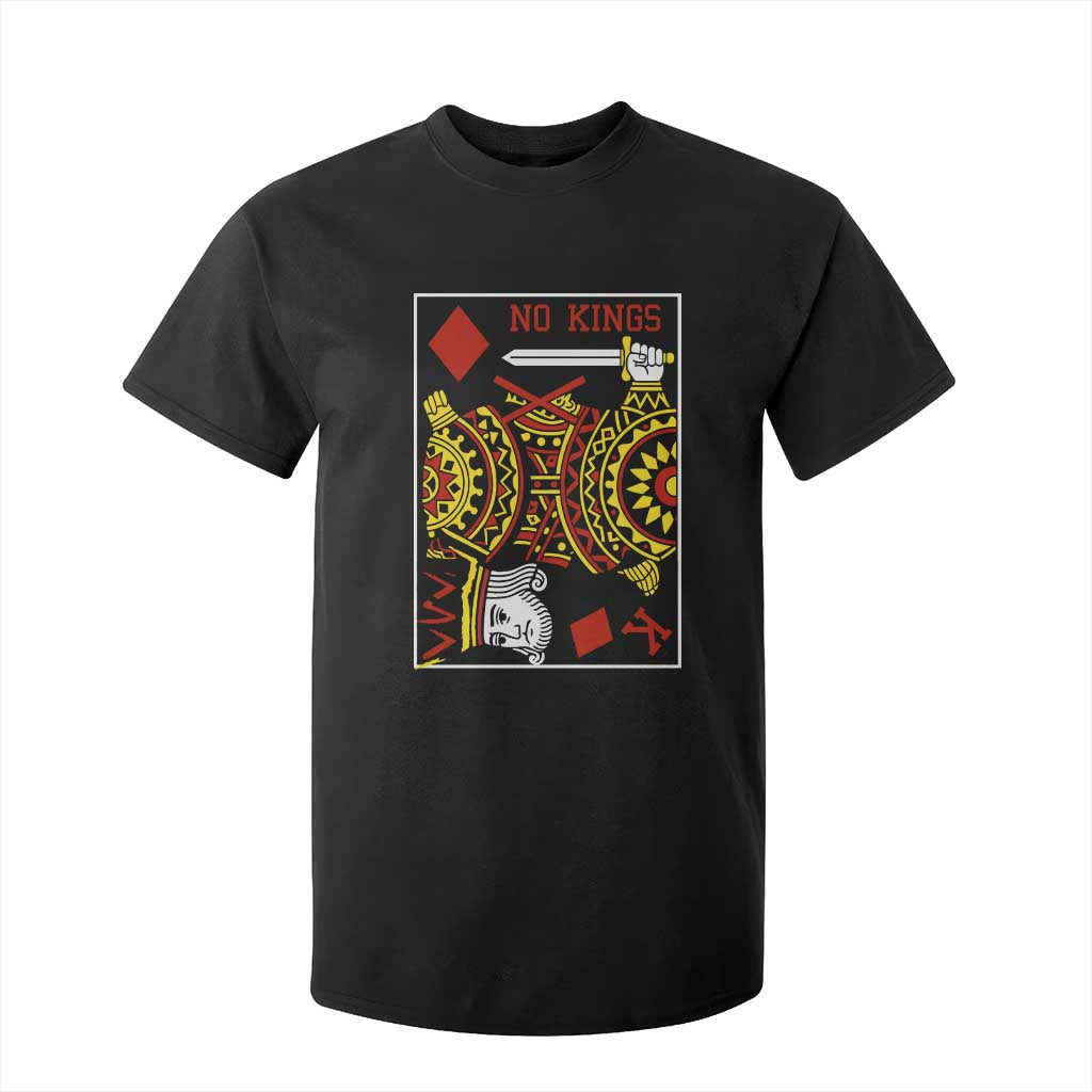 No Kings in America T Shirt For Kid Resist Protest Playing Card - Print Your Wear
